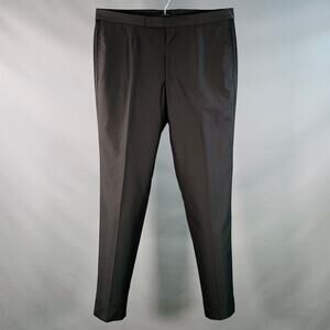 ERMENEGILDO ZEGNA Size 36 Black Wool Silk Flat Front Tapered Dress Pants